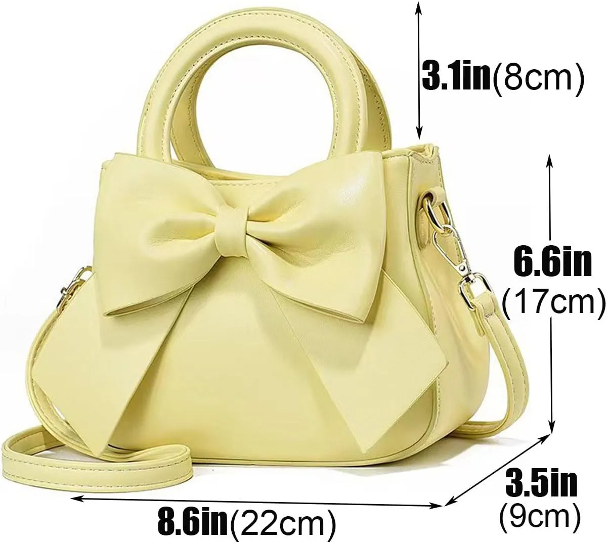 Designer Small Handbags for Women with Top Carry Handle and Cute Bow Knot,Leather Purses and Over-Shoulder Strap