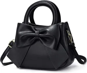 Designer Small Handbags for Women with Top Carry Handle and Cute Bow Knot,Leather Purses and Over-Shoulder Strap