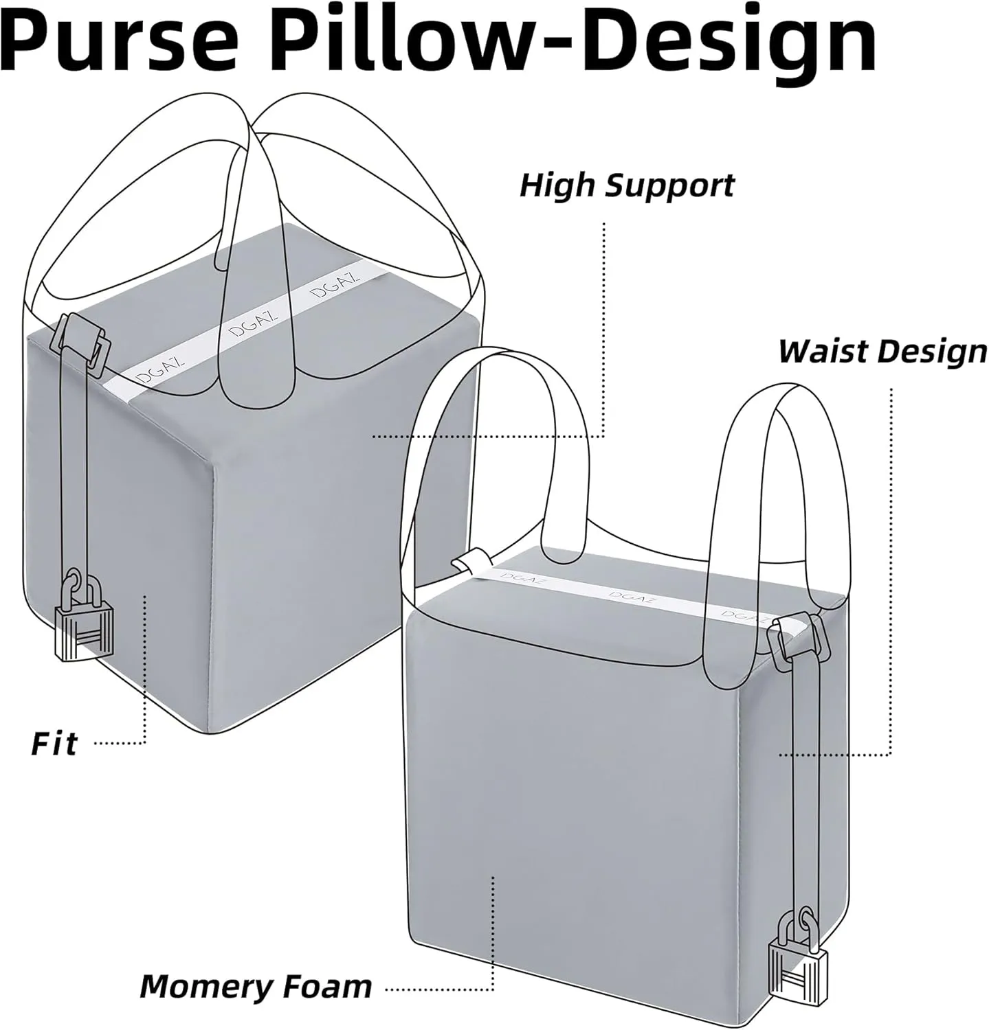 DGAZ Purse Pillow Shaper Insert,Luxury Handbag Tote Shapers, Memory Foam- Fits picotin14/18/22/26/31Bags(Bleu pale,PC18)