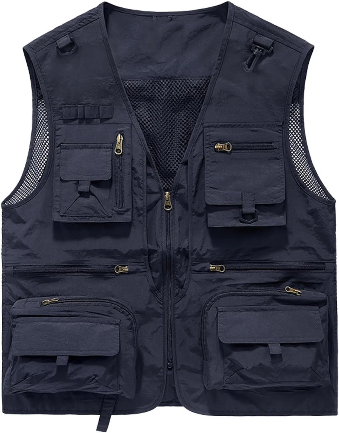 Dgoopd Mesh Utility Vest for Men Sleeveless Lightweight Quick Dry Outdoor Summer Fishing Jacket Vests with Multi Pockets