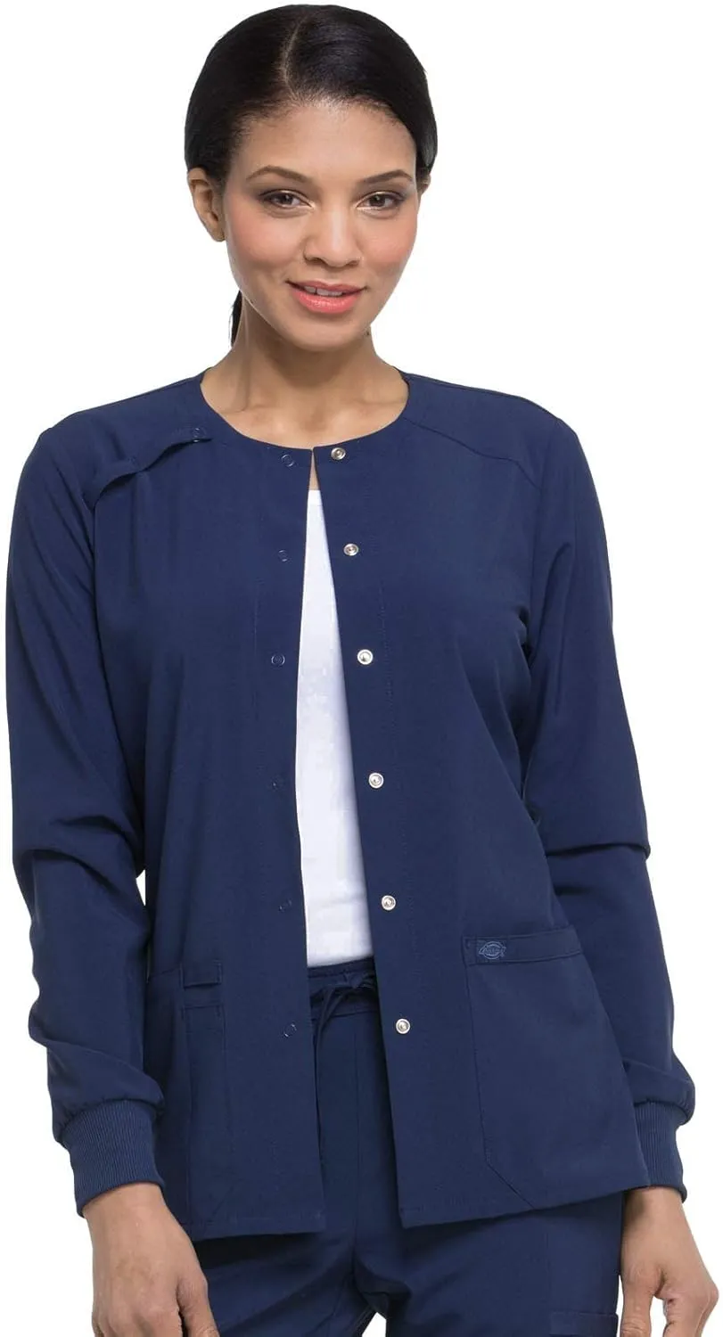 Dickies Scrub Jackets for Woman Snap Front Warm-up Jacket with 2 Pockets - DK305