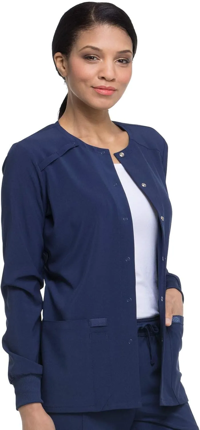 Dickies Scrub Jackets for Woman Snap Front Warm-up Jacket with 2 Pockets - DK305