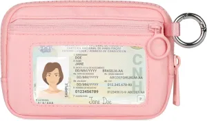 Didida The Iris Wallet Zip Card Case with ID Window Purses for Women Coin Purse with Zipper Mini Portable Keychain Wallet, Pink