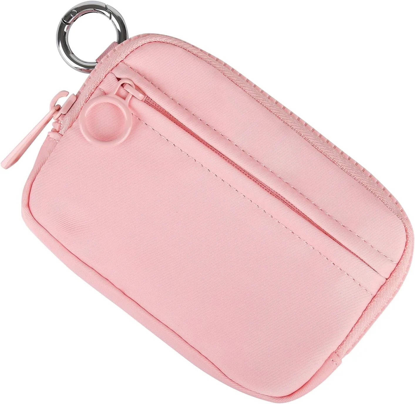 Didida The Iris Wallet Zip Card Case with ID Window Purses for Women Coin Purse with Zipper Mini Portable Keychain Wallet, Pink