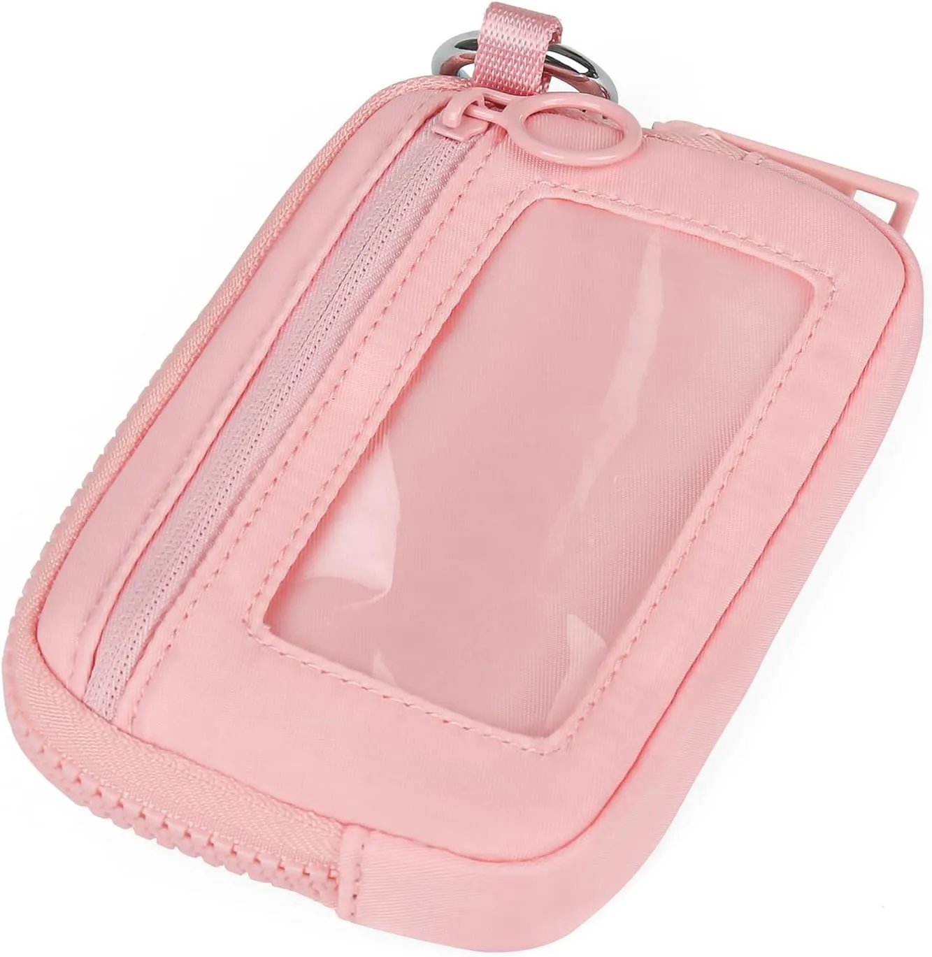 Didida The Iris Wallet Zip Card Case with ID Window Purses for Women Coin Purse with Zipper Mini Portable Keychain Wallet, Pink