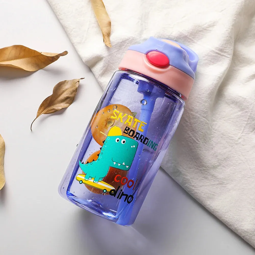 Dinosaur Water Bottle with Straw For Kids