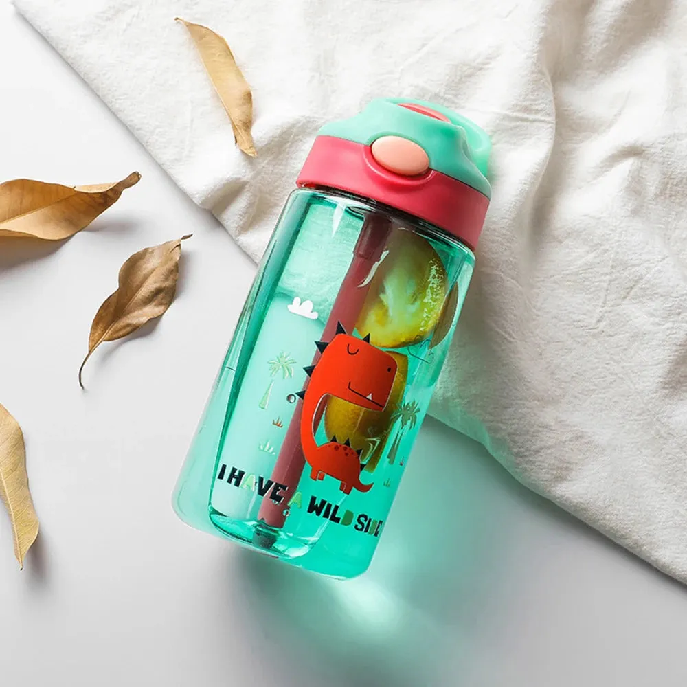 Dinosaur Water Bottle with Straw For Kids