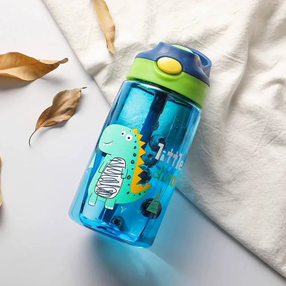 Dinosaur Water Bottle with Straw For Kids