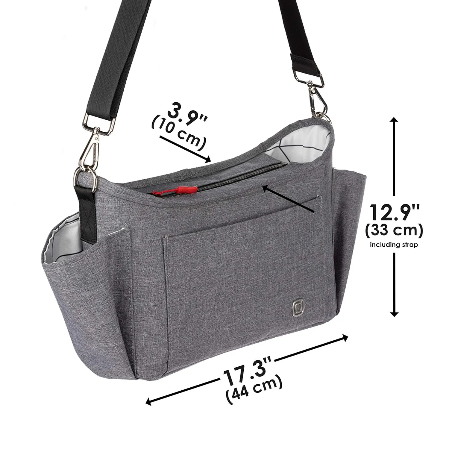 Diono Buggy Buddy XL Universal Stroller Organizer with Cup Holders, Secure Attachment, Zippered Pockets, Safe & Secure, Gray