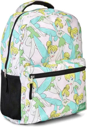 Disney Tinker Bell Allover Backpack - Tinker Bell Fairy Backpack - Officially Licenced School Bookbag (White)