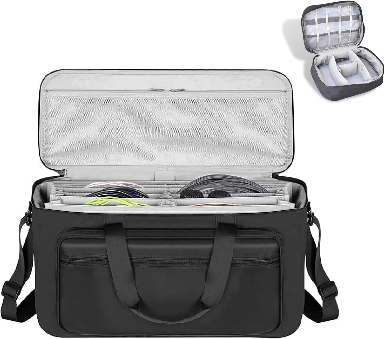 DJ Gig Bag for Music Equipment, Cables, Laptops, and Gear – DJ Equipment Bag with Shoulder Strap and Trolley Strap for Travel - Complete with Accessories Organizer Travel Case