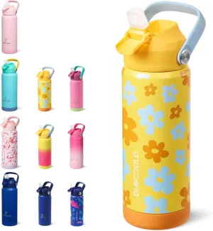 DLOCCOLD 18oz Kids Insulated Water Bottle with Leak Proof Straw Lid, Stainless Steel Water Bottle with Handle & Silicone Boot, Reusable Tumbler for School, Travel, BPA Free, Gift for Boy, Girl
