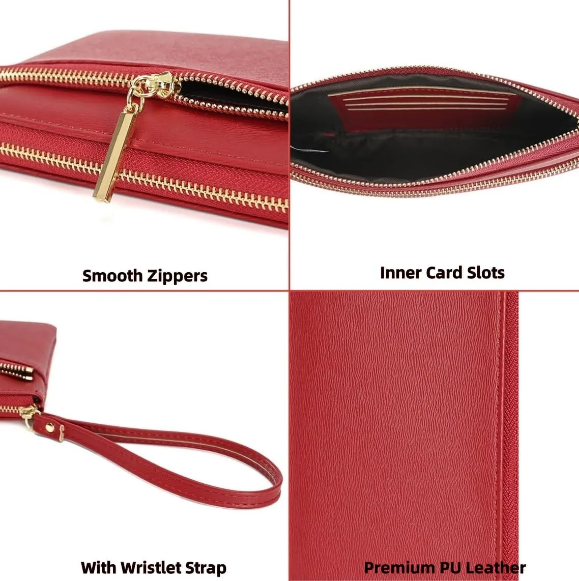 DOB SECHS Small Leather Wristlet Wallet for Women Women's Clutch Handbags Purses Cell Phone Pocket Pouch Bags with Card Slots