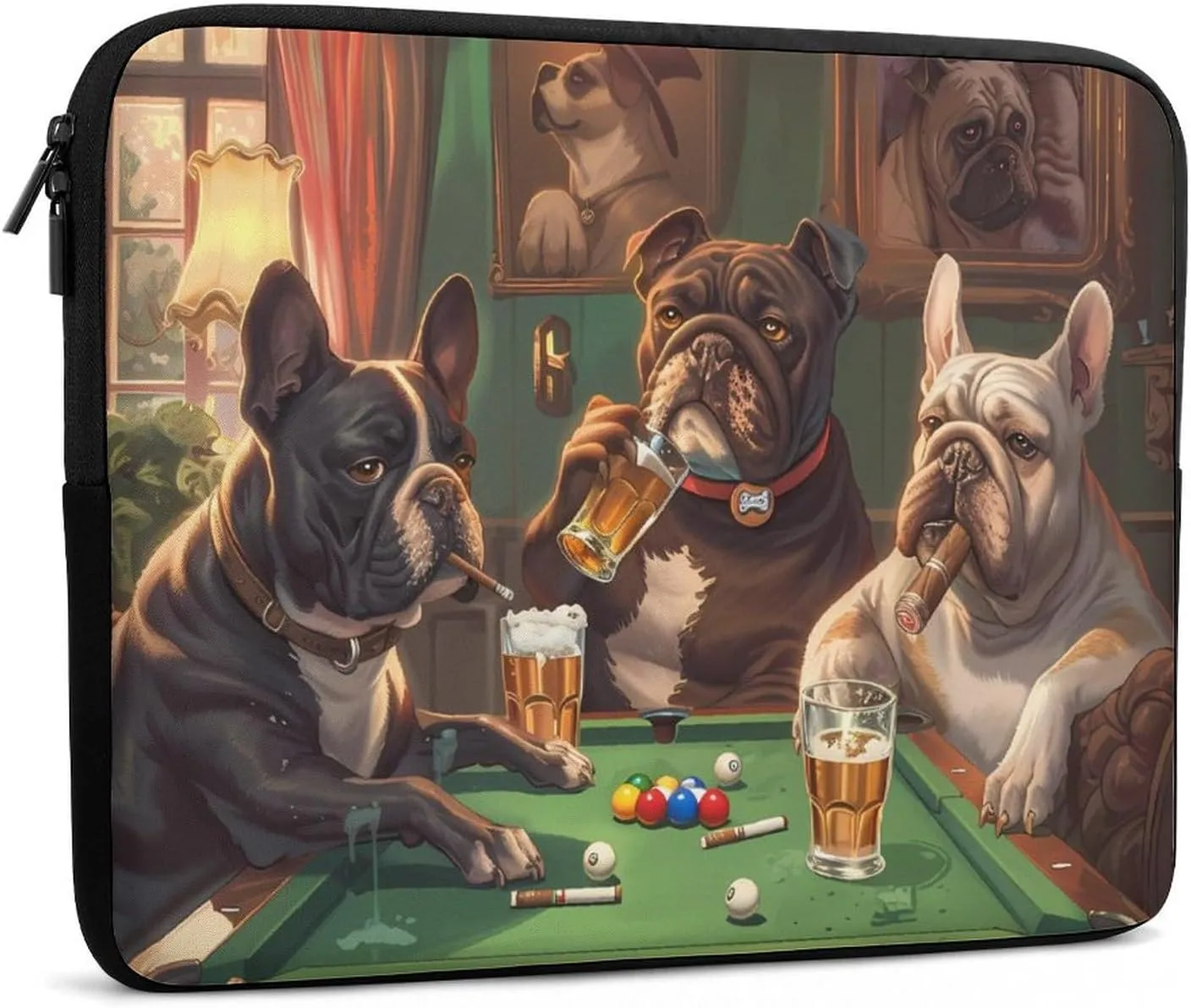 Dogs Billiard Game Room Laptop Sleeve Case Protective Computer Bag Carrying Briefcase for Men Women