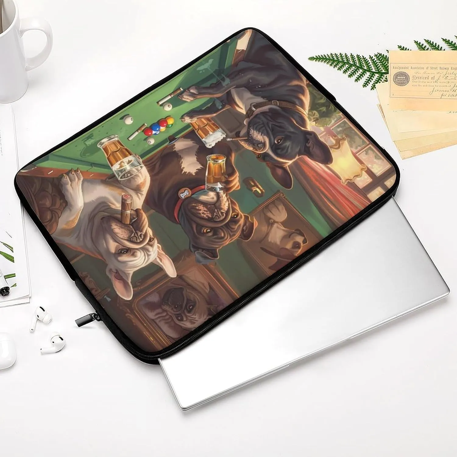 Dogs Billiard Game Room Laptop Sleeve Case Protective Computer Bag Carrying Briefcase for Men Women