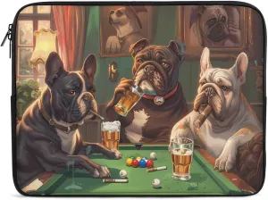 Dogs Billiard Game Room Laptop Sleeve Case Protective Computer Bag Carrying Briefcase for Men Women