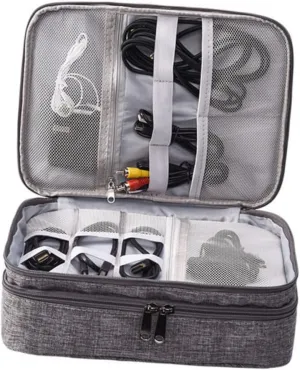 DOITOOL Layers Travel Storage Bag Kit Electronics Accessories Organizer for Cables Power Bank U Disk Grey Electronics Box Detachable Zones