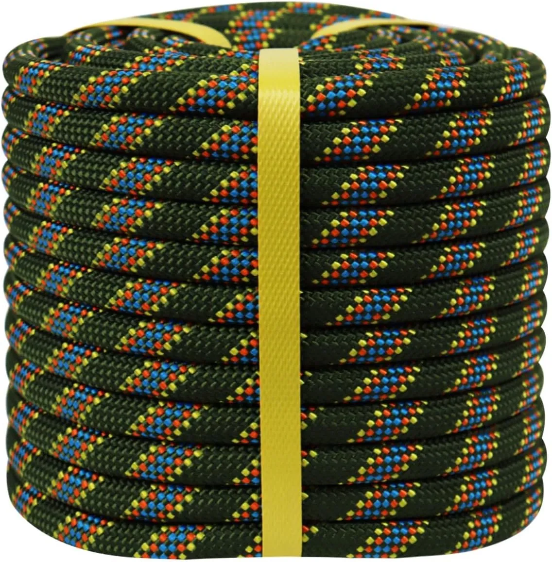 Double Braided Arborist Rope - 1/2 Inch x 50 Feet Polyester Rope - High Strength Climbing Rope for Tree Work, Halyard, Sailing (ArmyGreen/Blue)