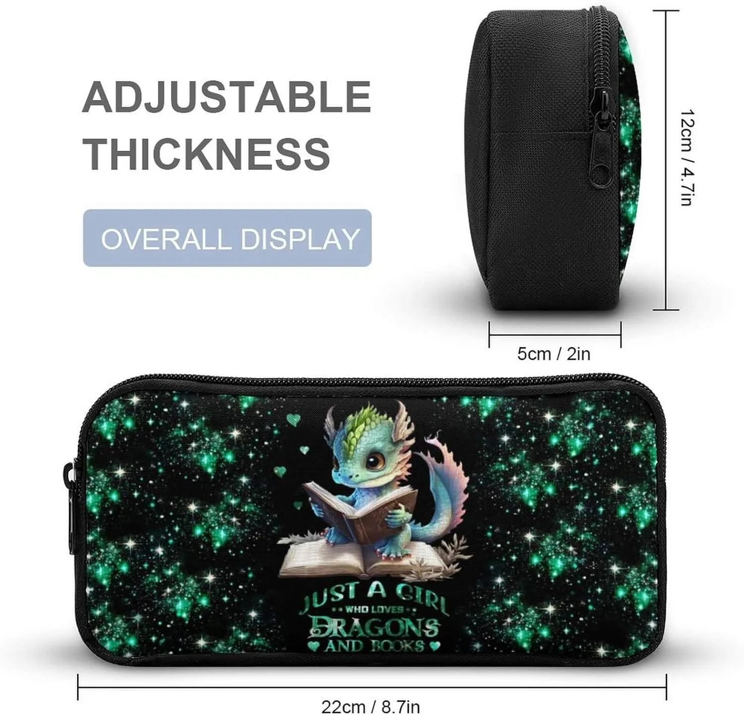 Dragon Backpack with Lunch Box & Pencil Case, 16 Inch Cute Dragon Themed Bookbag, Adjustable Lightweight Large Capacity, Colorful Dragon Backpack Set for Kids Girls Boys School