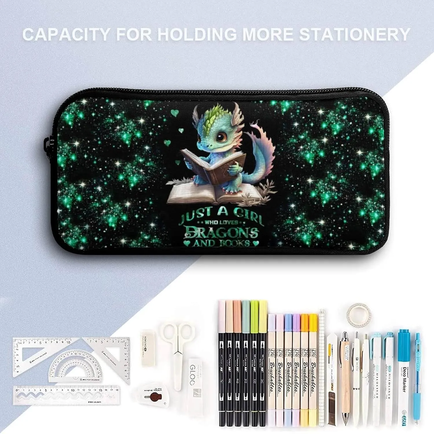 Dragon Backpack with Lunch Box & Pencil Case, 16 Inch Cute Dragon Themed Bookbag, Adjustable Lightweight Large Capacity, Colorful Dragon Backpack Set for Kids Girls Boys School