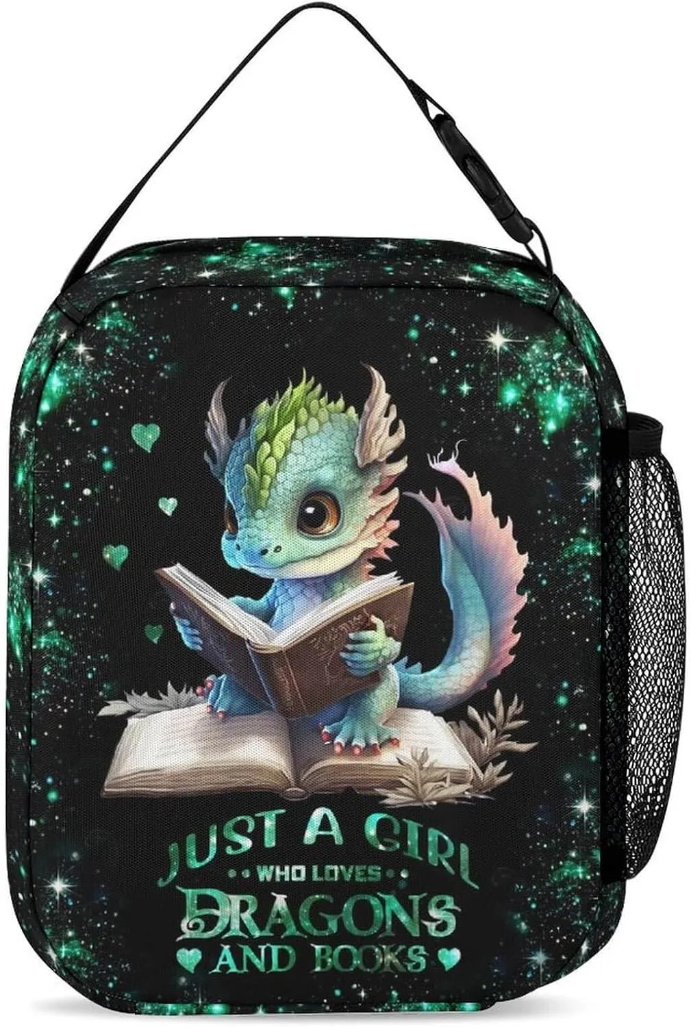 Dragon Backpack with Lunch Box & Pencil Case, 16 Inch Cute Dragon Themed Bookbag, Adjustable Lightweight Large Capacity, Colorful Dragon Backpack Set for Kids Girls Boys School