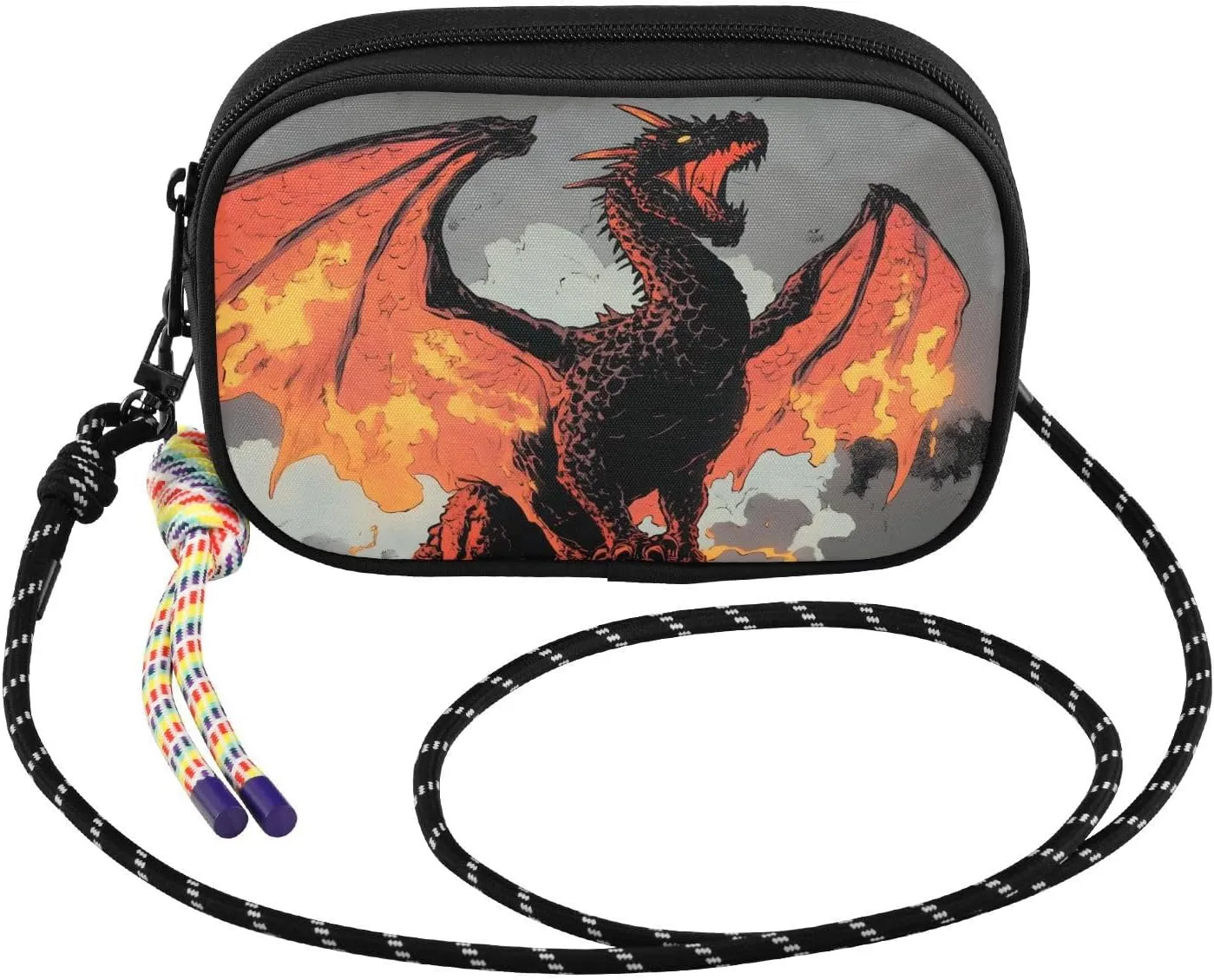 Dragon Roar Comic Crossbody Bags for Women Cell Phone Purses Women's Shoulder Handbag Wallet Purse with Rope Pendant