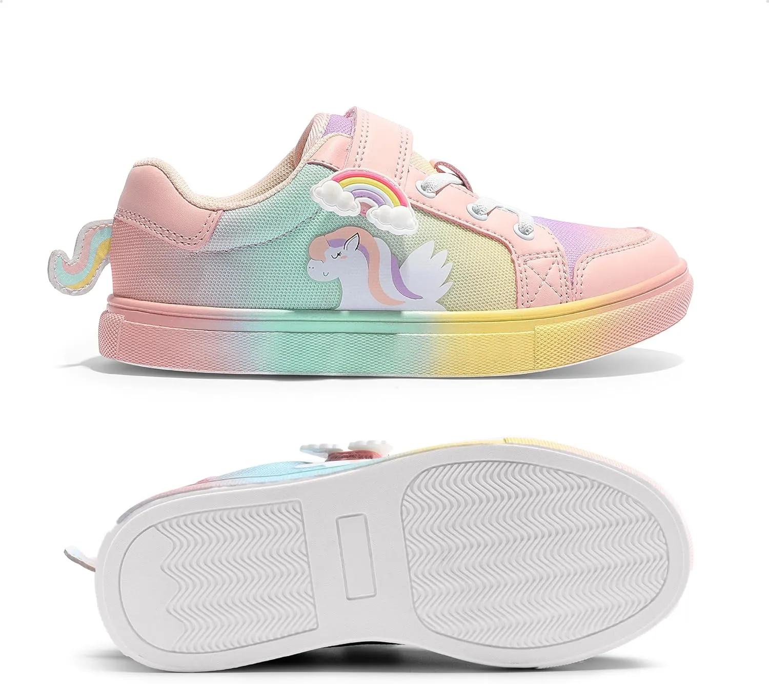 DREAM PAIRS Girls Shoes Toddler Sneakers Rainbow Storybook Casual School Walking Footwear for Toddler/Little Kids