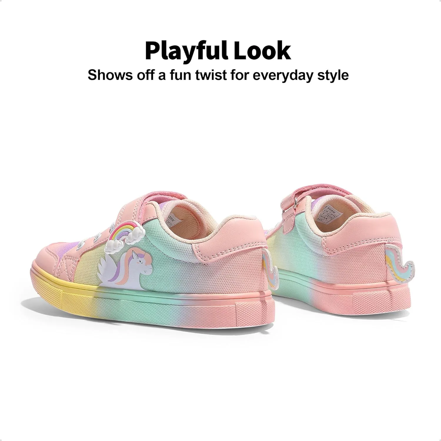 DREAM PAIRS Girls Shoes Toddler Sneakers Rainbow Storybook Casual School Walking Footwear for Toddler/Little Kids
