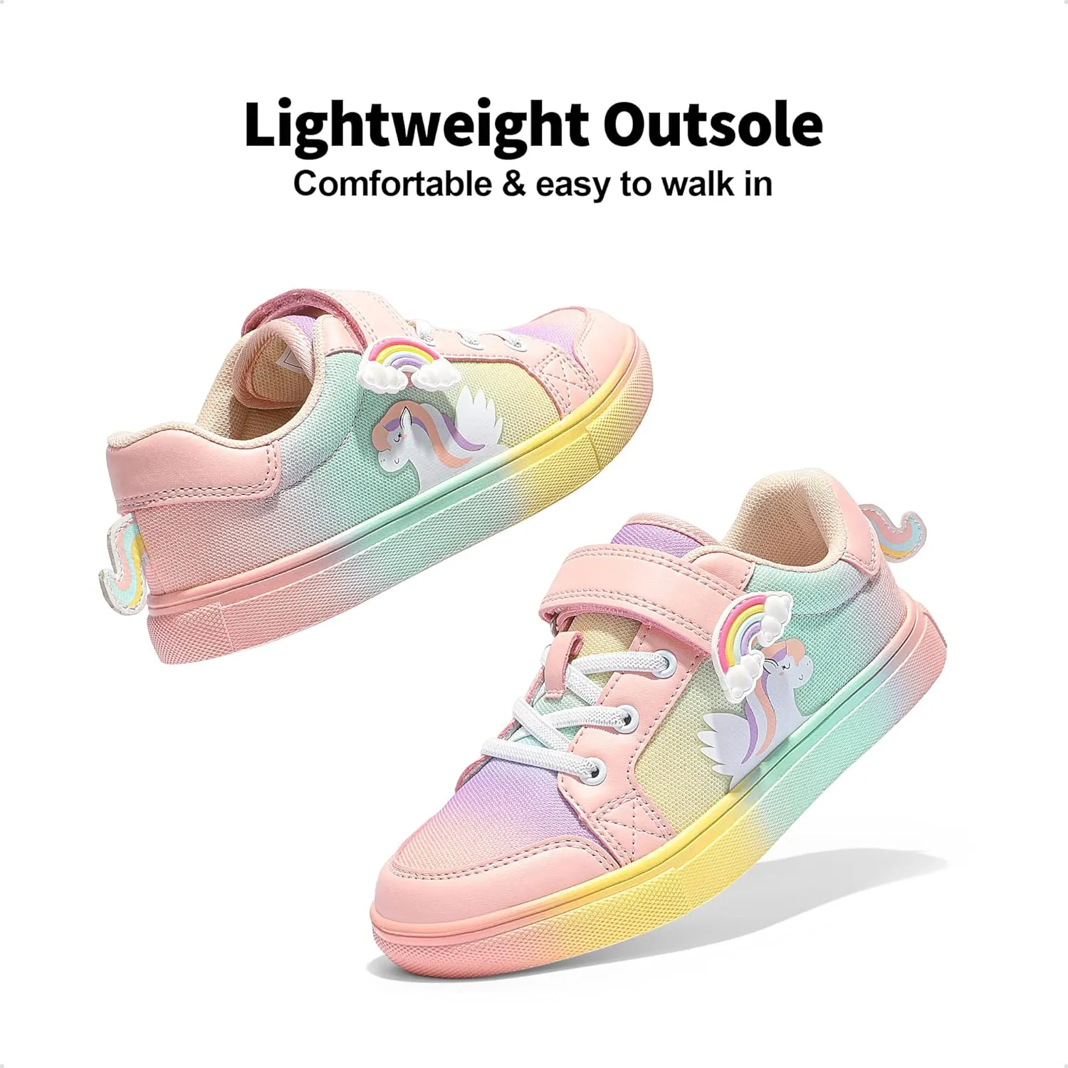 DREAM PAIRS Girls Shoes Toddler Sneakers Rainbow Storybook Casual School Walking Footwear for Toddler/Little Kids