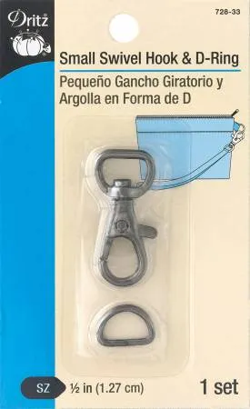 Dritz Small Swivel Hook And D-Ring Gunmetal 1/2 Inch