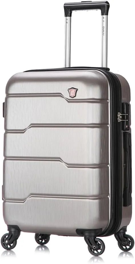 DUKAP RODEZ Hardside Luggage with Ergonomic Handles and TSA Lock | Spacious Traveling Suitcase, Travel Suitcase with Four Spinner Wheels and Studs | 20 Inch Carry On Luggage | Silver