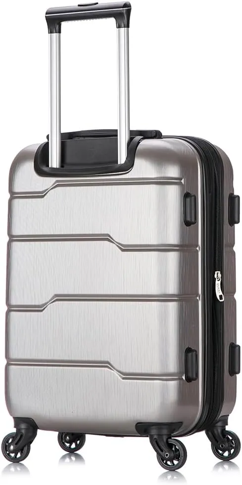 DUKAP RODEZ Hardside Luggage with Ergonomic Handles and TSA Lock | Spacious Traveling Suitcase, Travel Suitcase with Four Spinner Wheels and Studs | 20 Inch Carry On Luggage | Silver