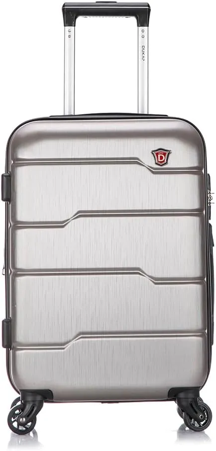DUKAP RODEZ Hardside Luggage with Ergonomic Handles and TSA Lock | Spacious Traveling Suitcase, Travel Suitcase with Four Spinner Wheels and Studs | 20 Inch Carry On Luggage | Silver