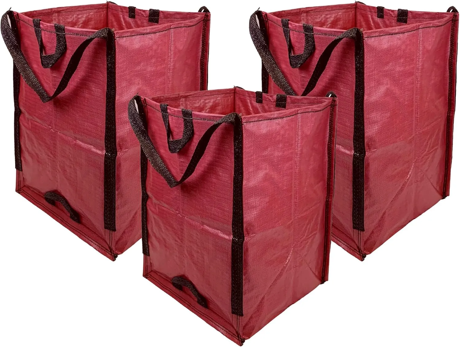 DURASACK Heavy Duty Home and Yard Bags 48-Gallon Reusable Self-Standing Lawn and Leaf Bags Garbage Can with Reinforced Handles, Red, 3 Pack