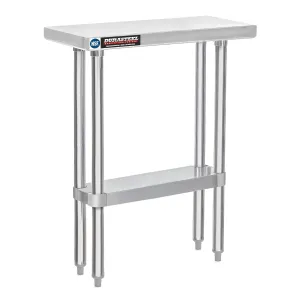 DuraSteel NSF Commercial Kitchen Table - 30 x 12 Inch Cooking Prep Stainless Steel Kitchen Island Workstation with Adjustable Under Shelf - Heavy Metal Workbench For Restaurant, Home, Garage