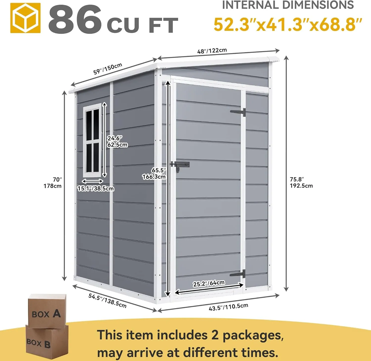 DWVO 5x4ft Resin Outdoor Storage Shed with Floor, Large Waterproof Lockable Storage Shed with Window, Plastic Outside Tool Storage for Garden, Backyard, Patio, Lawn (Gray)