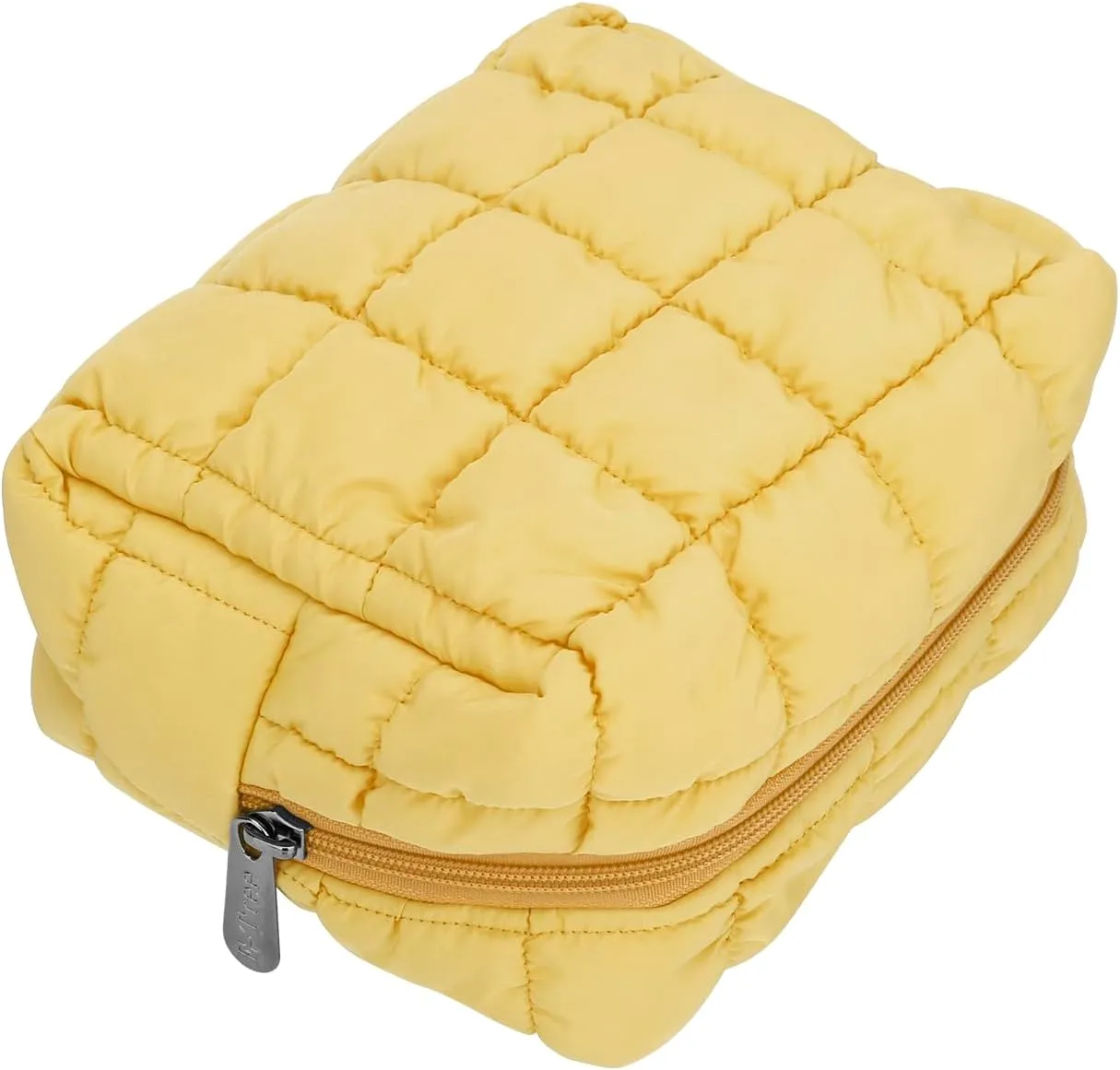 E-Tree Cute Makeup Bag,Quilted Cosmetic Bag,Make up Pouch for Purse,Toiletry Zipper Pouch,Checkered Bag,Travel Case,Storage Pouches for Organization (Yellow)