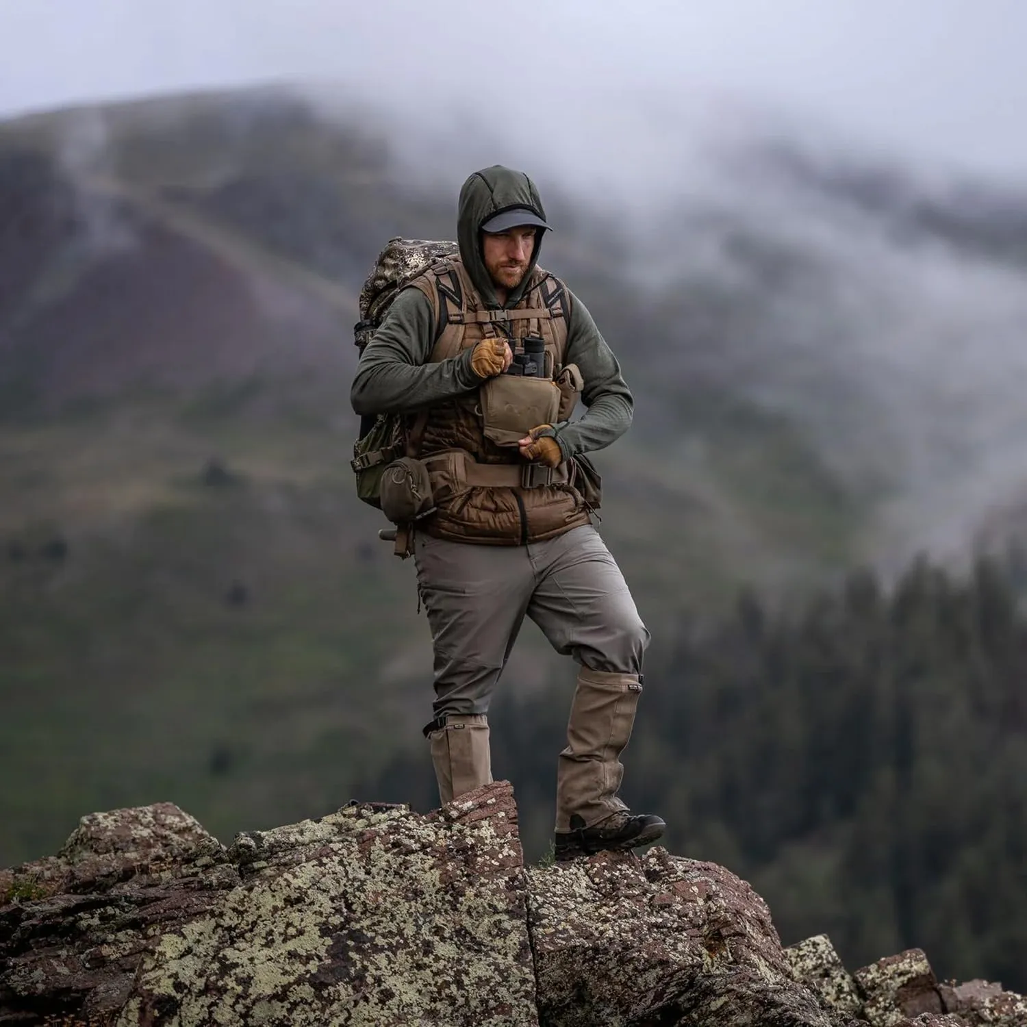 Eberlestock Recon Modular Bino Pack - Advanced Binocular Harness System with Customizable Attachments - Mountain - Small