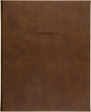 Eccolo Large Lined Journal Notebook, Hardbound Cover, Writing Journal, 256 Ruled Ivory Pages, Gilded Edge, Ribbon Bookmark, Lay Flat, Desk Size for Work or School (Brown Leatherette, 8x10 inches)
