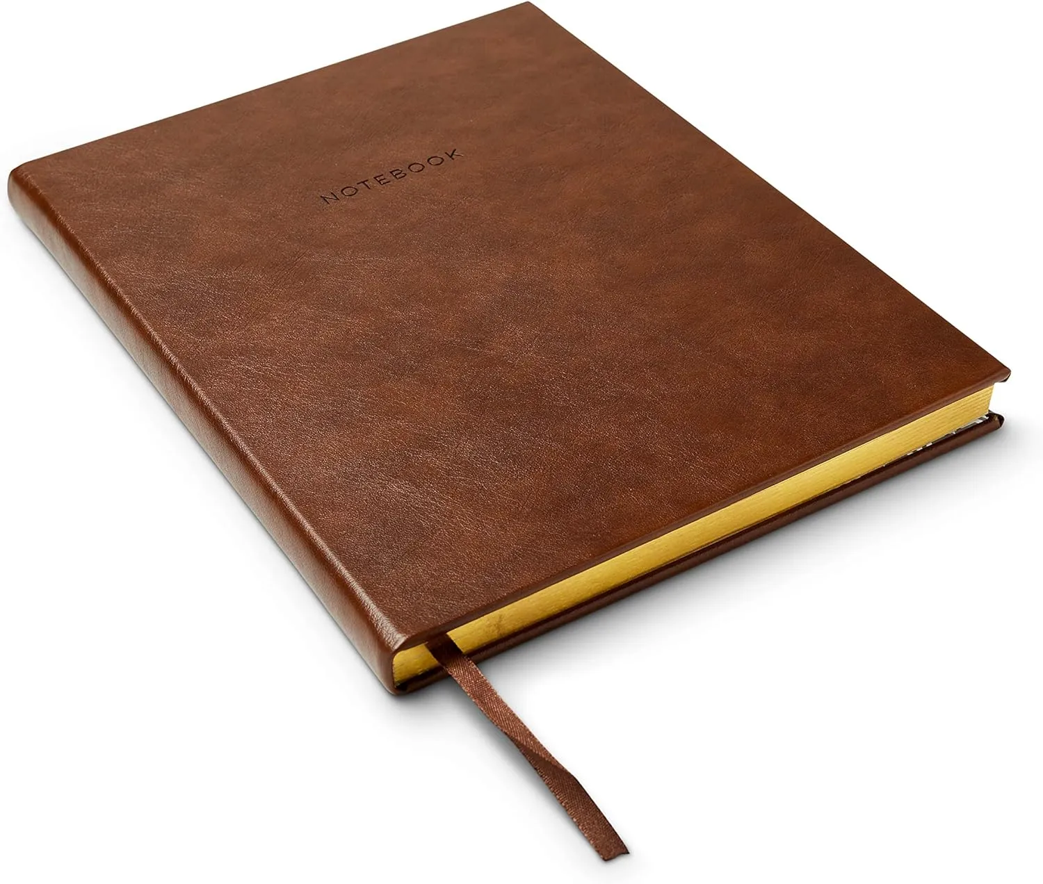 Eccolo Large Lined Journal Notebook, Hardbound Cover, Writing Journal, 256 Ruled Ivory Pages, Gilded Edge, Ribbon Bookmark, Lay Flat, Desk Size for Work or School (Brown Leatherette, 8x10 inches)