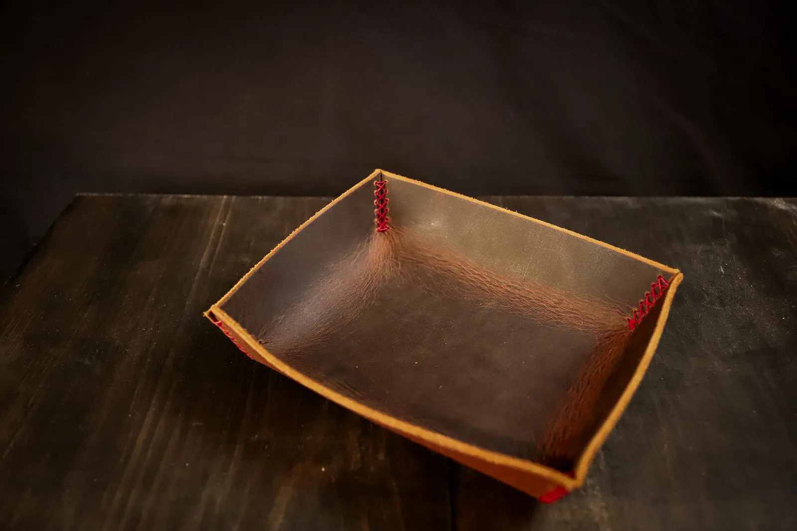 EDC Dump Tray Water Buffalo. Red Stitch. Rough Out. #10