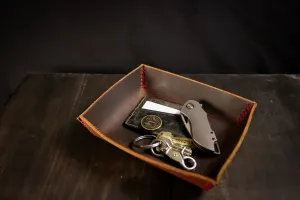 EDC Dump Tray Water Buffalo. Red Stitch. Rough Out. #10
