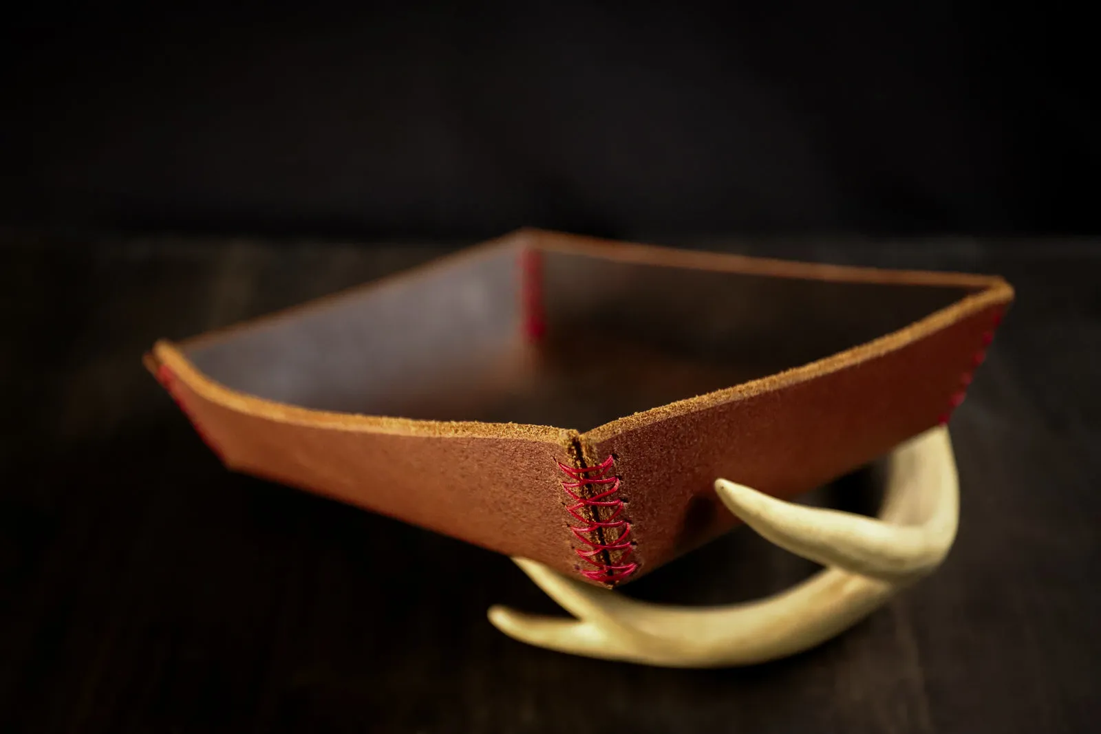 EDC Dump Tray Water Buffalo. Red Stitch. Rough Out. #10