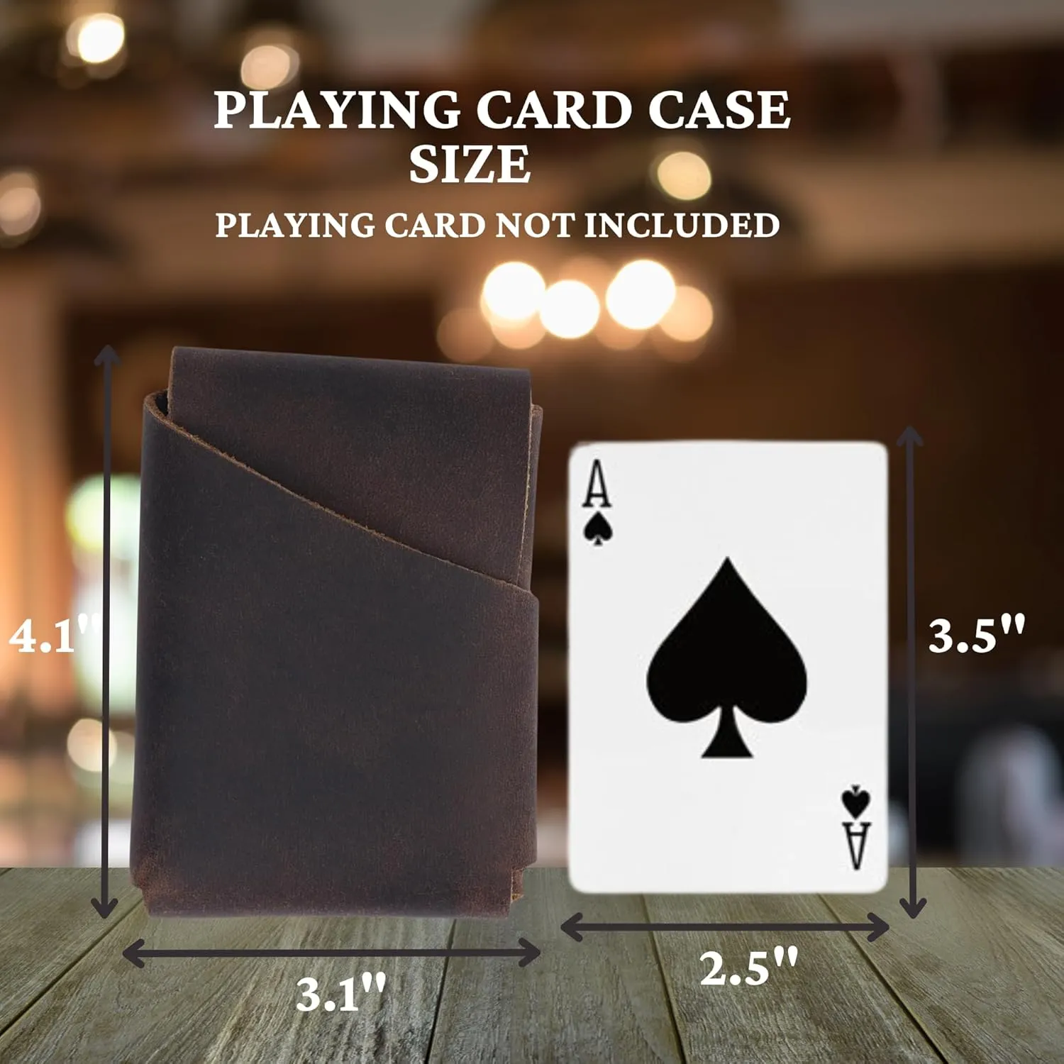 Elegant Full-Grain Leather Playing Card Holder - Handcrafted, Secure Playing Card Case - Ideal for Poker, Bridge - Stylish Travel Accessory (Blue)