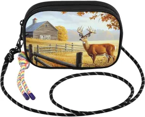 Elk Farm Autumn Crossbody Bags for Women Cell Phone Purses Women's Shoulder Handbag Wallet Purse with Rope Pendant
