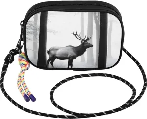 Elk Forest Black White Small Crossbody Bags for Women Cell Phone Purses Shoulder Bag Handbag with Adjustable Strap