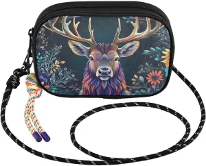 Elk Garden Florals Crossbody Bags for Women Cell Phone Purses Women's Shoulder Handbag Wallet Purse with Rope Pendant