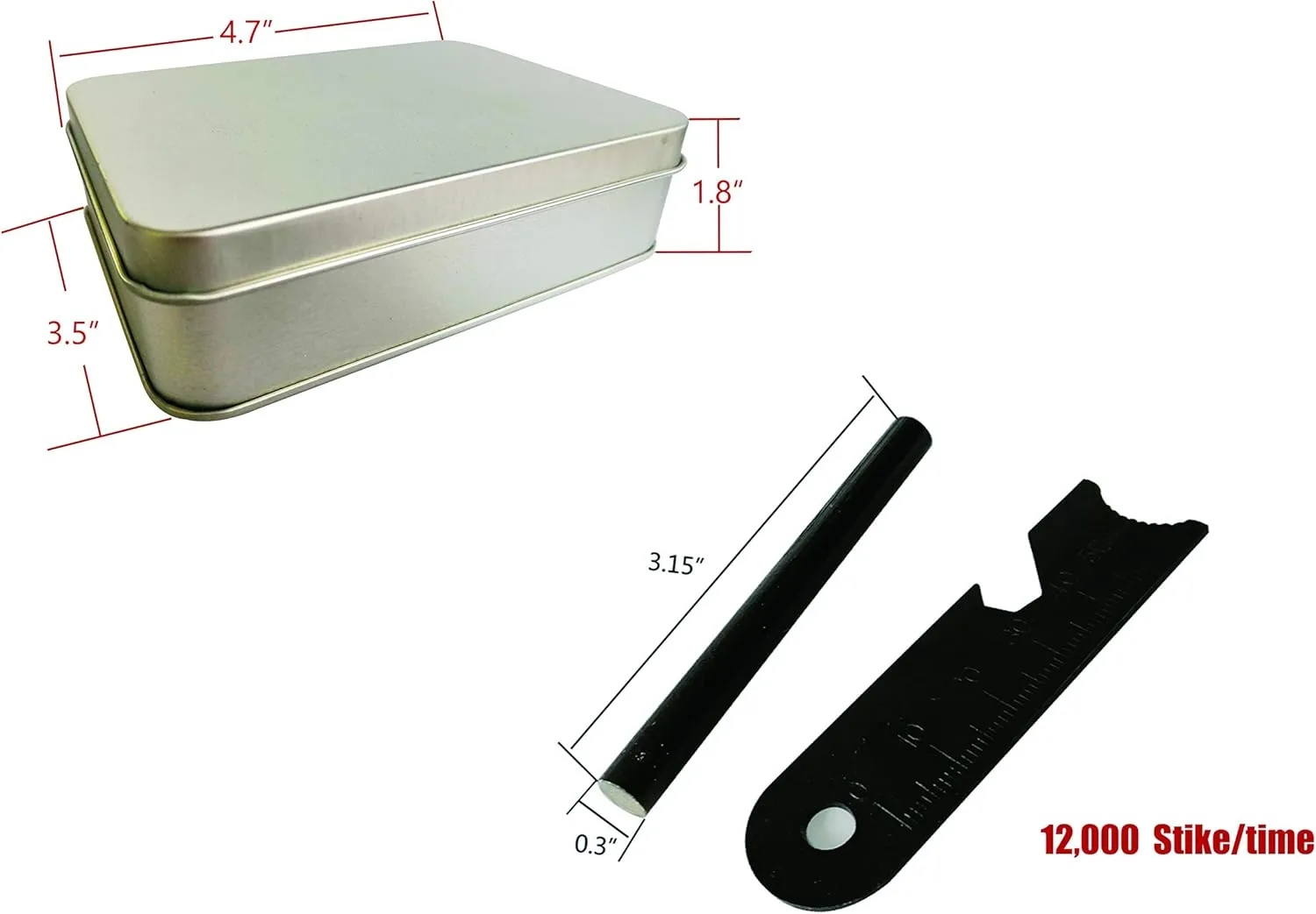 Emergency Fire Starter 3.15" Ferro Rod Striker Magnesium 6 Bags Waterproof Tin Box for Camping Hiking Bushcraft Backpacking Outdoor Survival Bug Out Bag Prepareness