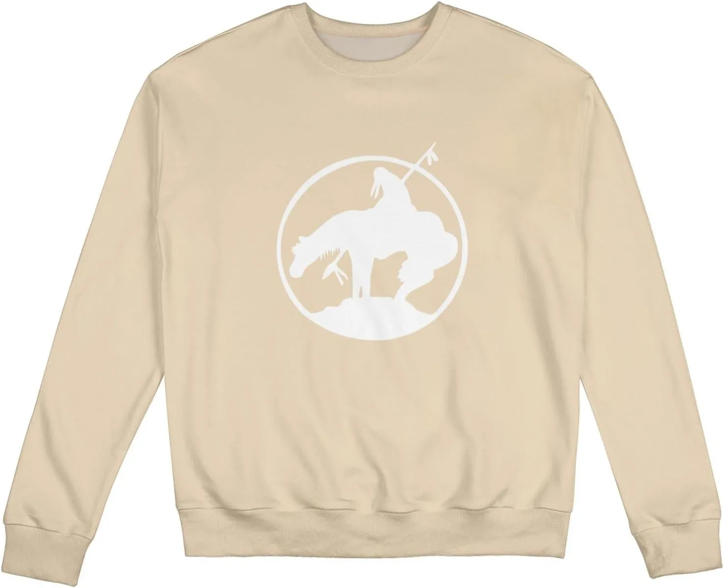 End Trail Native American Indian Warrior Mans Fleece Crewneck Hoodie Hooded