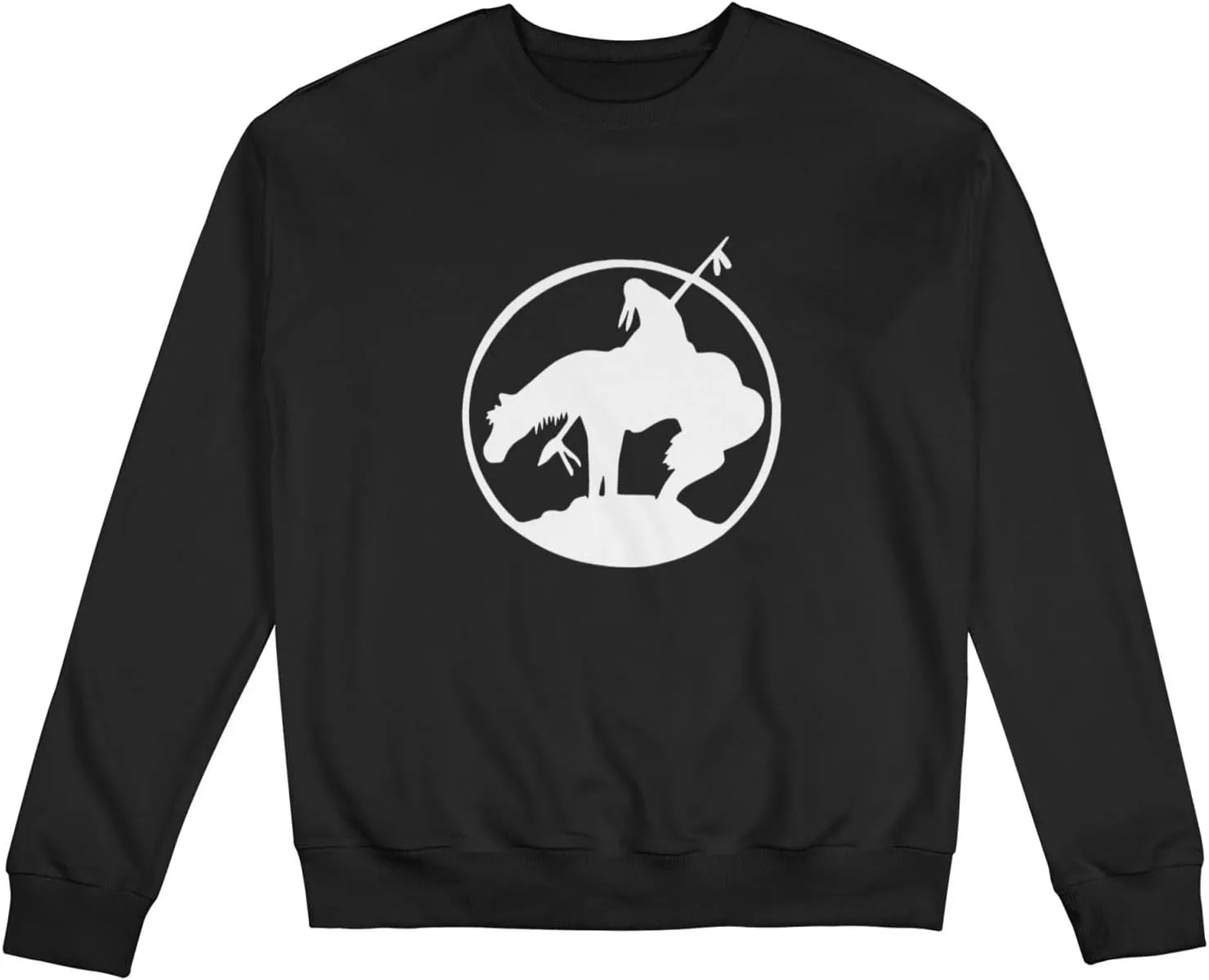 End Trail Native American Indian Warrior Mans Fleece Crewneck Hoodie Hooded